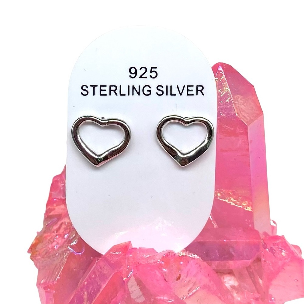 Solid 925 Sterling Silver Heart Earrings Stud Love Hearts Shaped Gift For Her